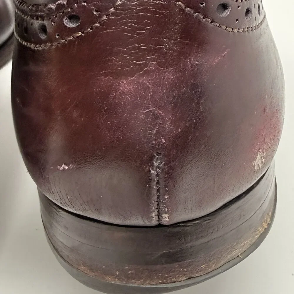 Alden 908 Medallion Perforated Tip Oxfords Shoes Mens 11.5 D / B Burgundy FLAWS